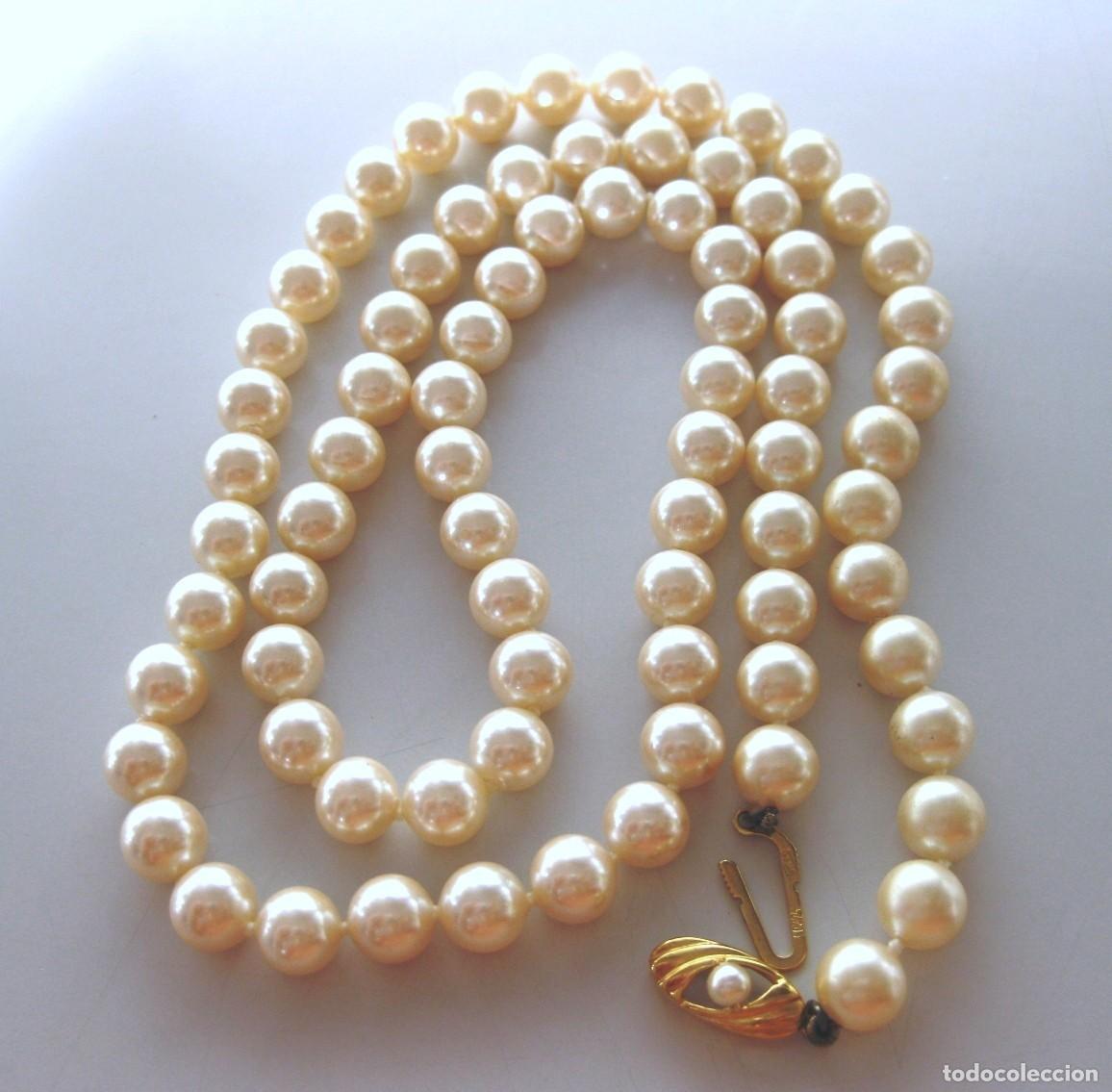 Joyeria: MAGN&Iacute;FICO COLLAR DE PERLAS CULTIVADAS CIERRE PLATA CHAPADA ORO CON 2 CONTRASTES Y PEQUE&Ntilde;A PERLA