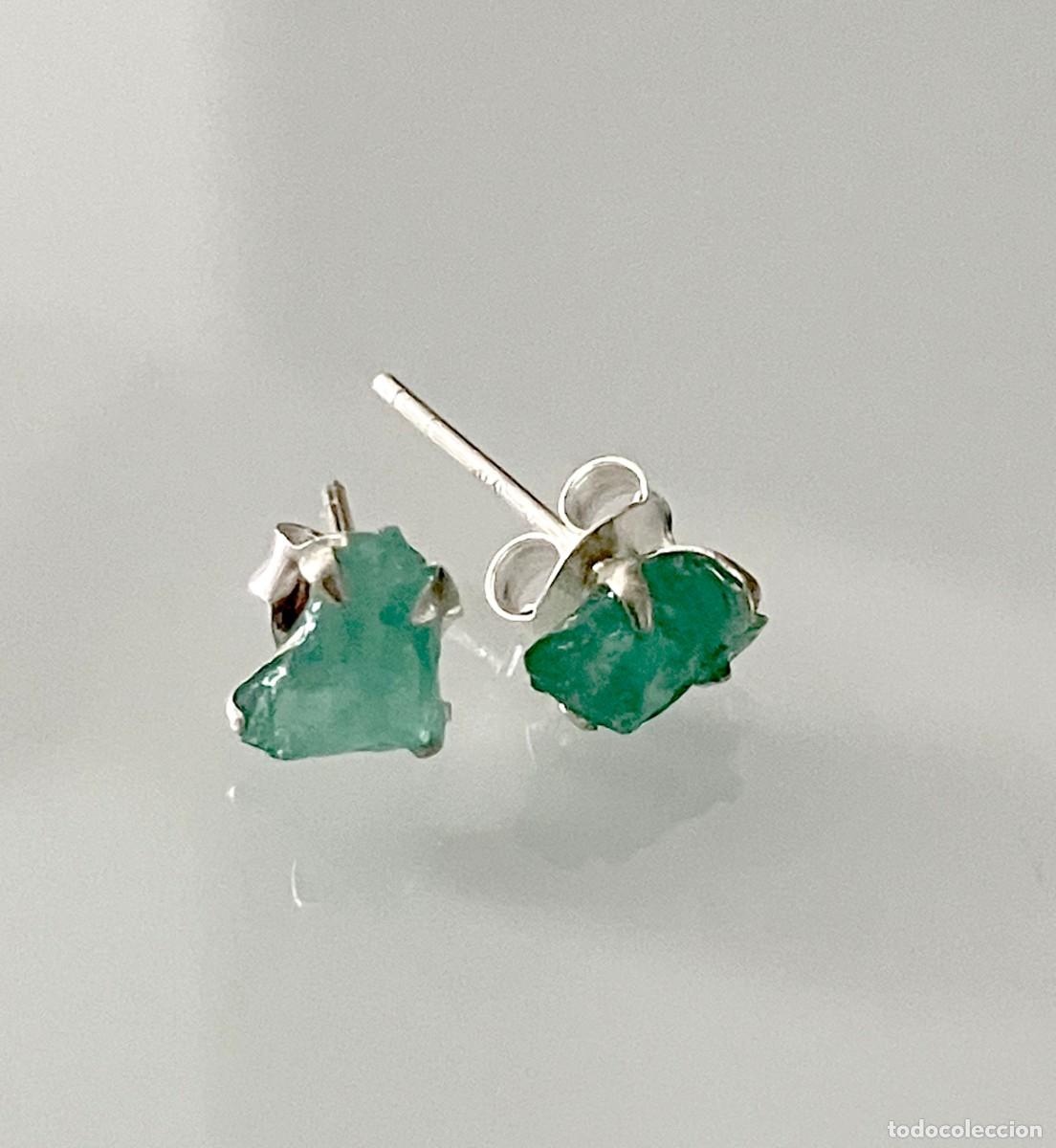 Joyeria: Pendientes Plata Esmeraldas Colombianas En Bruto - Foto 1