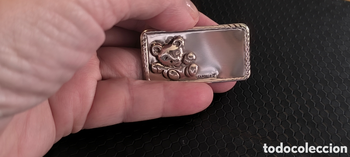 Joyeria: Vendo placa de plata 925 con grabado de osito.Nueva