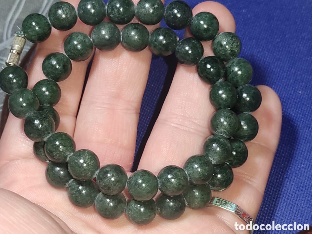 Joyeria: Original collar de jade Verde.Vintage. - Foto 1