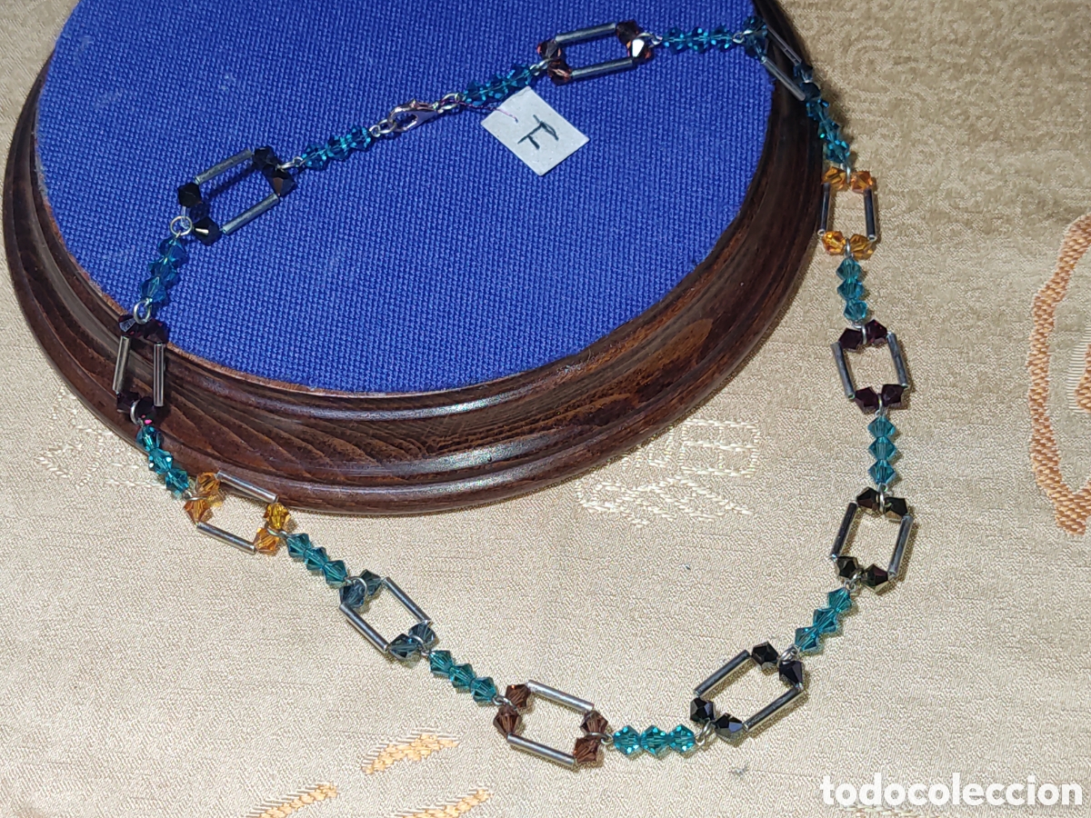 Joyeria: Collar de cristal variado facetado y tubos de plata.Vintage *F*