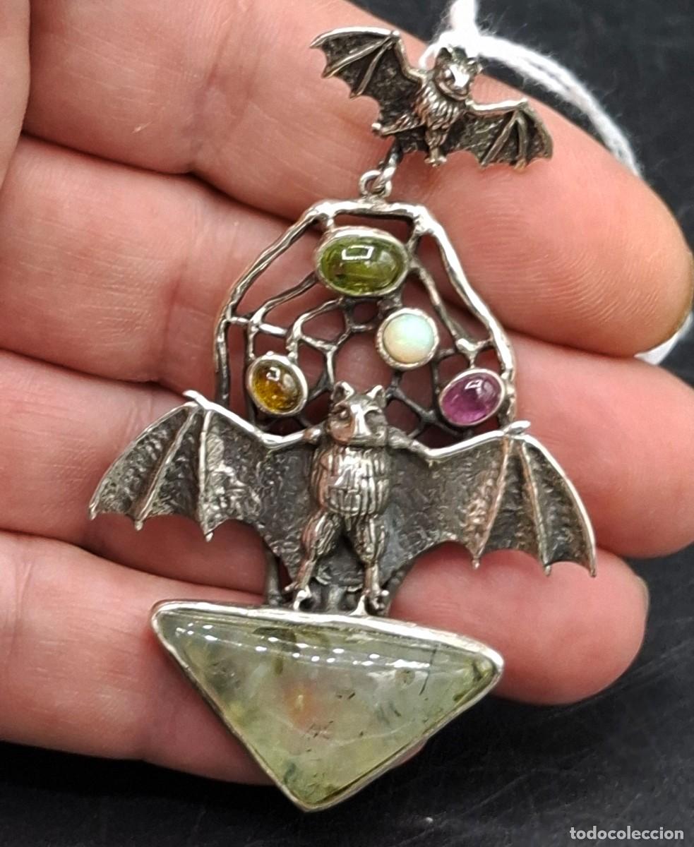 Joyeria: + COLGANTE ARTESANAL EN PLATA 925 Y PIEDRAS NATURALES - MURCIELAGOS