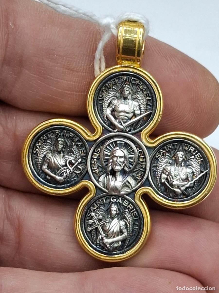 Joyeria: + LUJOSO COLGANTE CON JESUCRISTO Y LOS CUATRO ARCANGELES EN PLATA 925 EN FORMA DE CRUZ