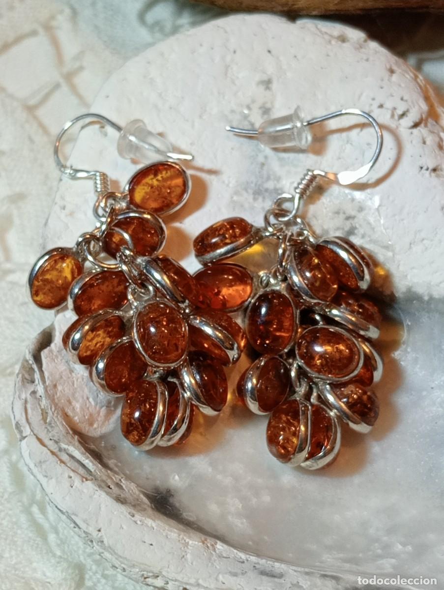 Joyeria: PRECIOSOS PENDIENTES DE PLATA MACIZA Y &Aacute;MBAR NATURAL DEL B&Aacute;LTICO (SIN USAR)
