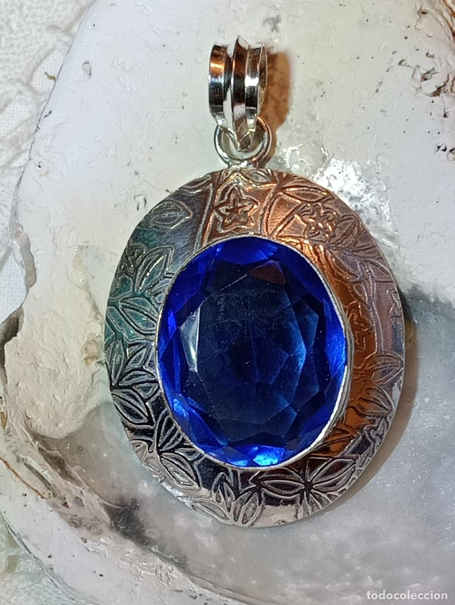 Joyeria: COLGANTE DE PLATA Y CUARZO AZUL (SIN USAR)