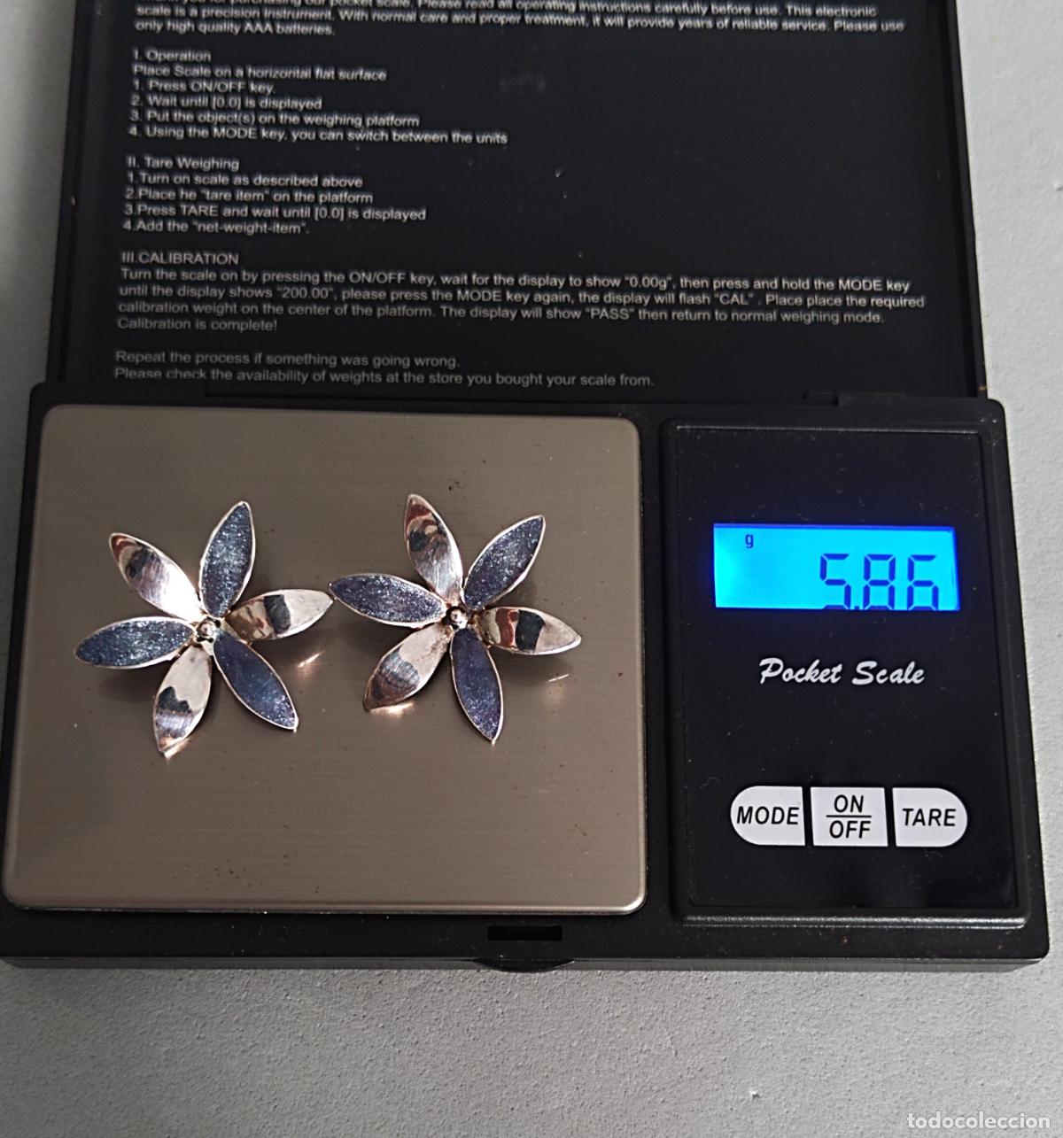 Joyeria: Pendientes de plata de ley, forma de flor. - Foto 4