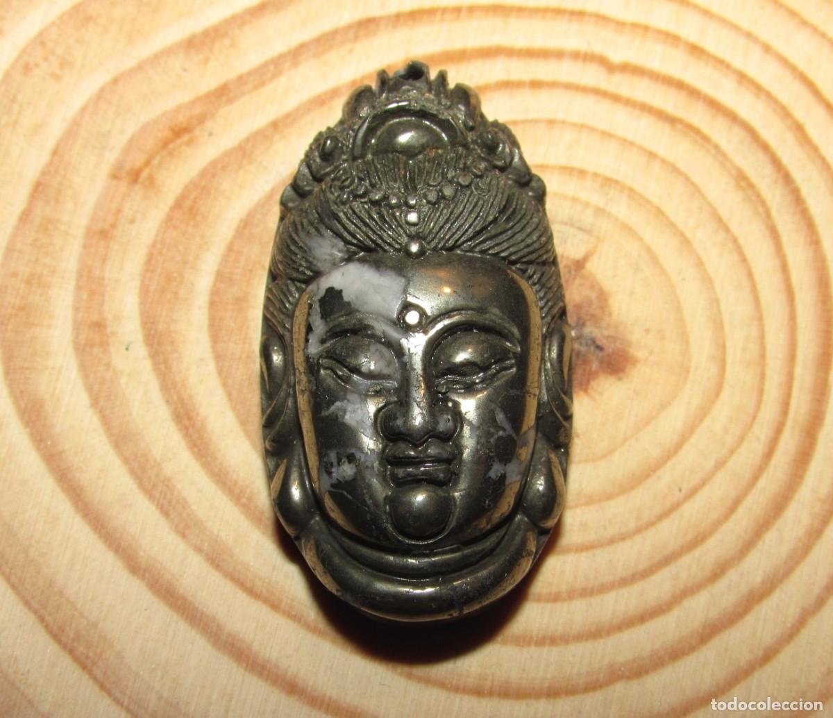 Joyeria: Colgante oriental piedra natural pirita mineral Guanyin Guan Quan Kuan Kwan Yin Diosa Buda