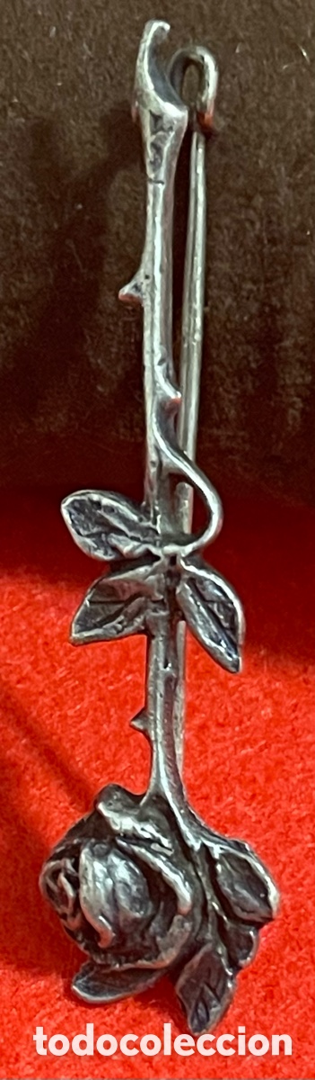 Joyeria: Bonito, broche antiguo en forma de flor, en plata de ley. - Foto 2