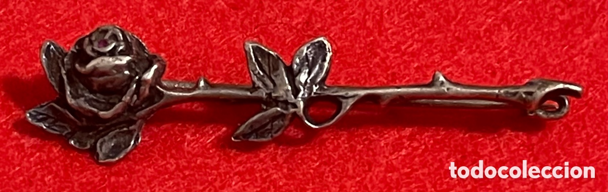 Joyeria: Bonito, broche antiguo en forma de flor, en plata de ley. - Foto 3