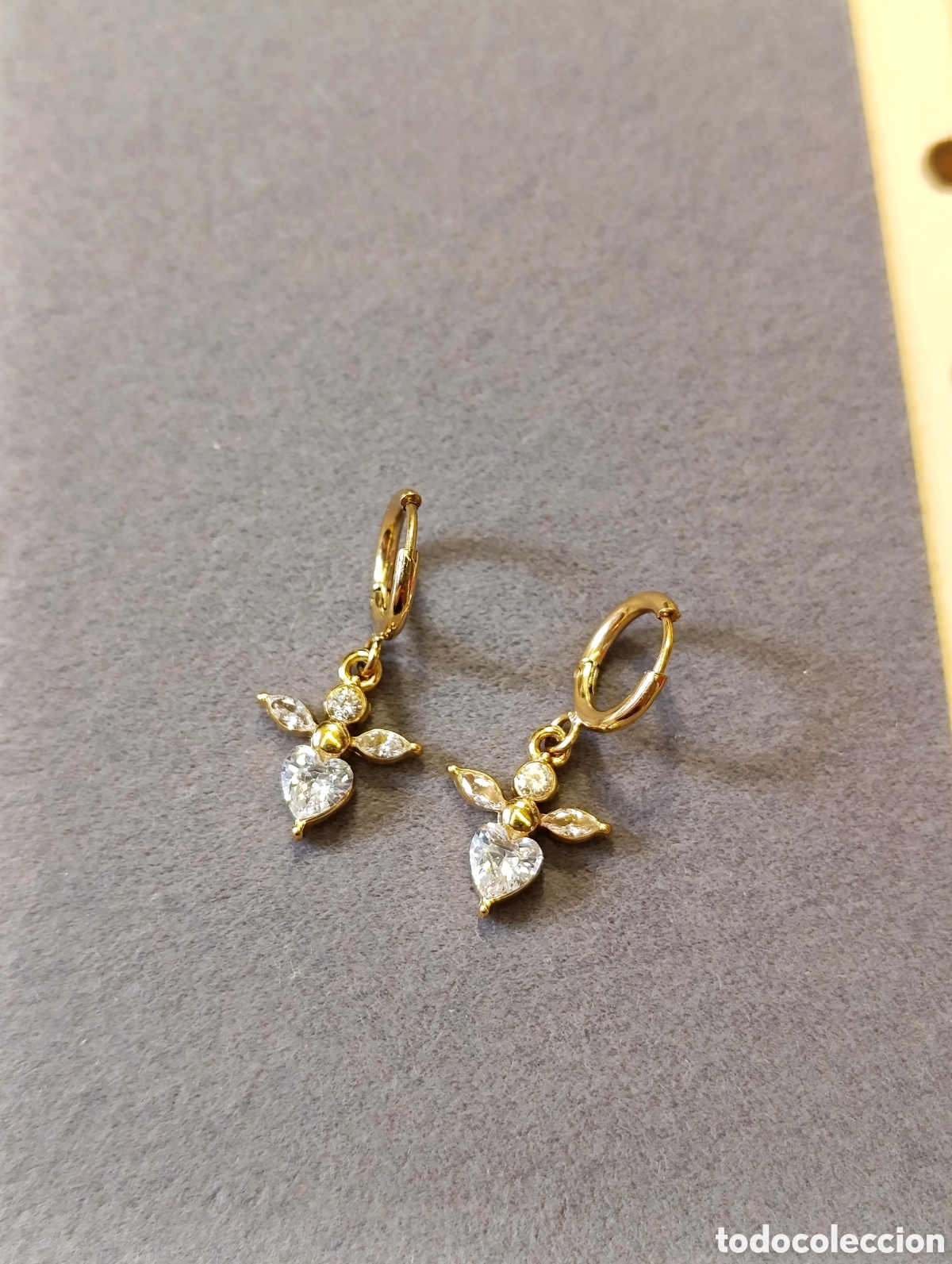 Joyeria: Pendientes coraz&oacute;n de &aacute;ngel
