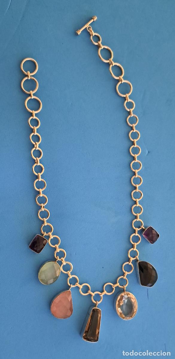 Joyeria: COLLAR VINTAGE PLATA DE LEY 925 CON PIEDRAS NATURALES FACETADAS - CUARZO - AGATA - AMATISTA - ref.DB