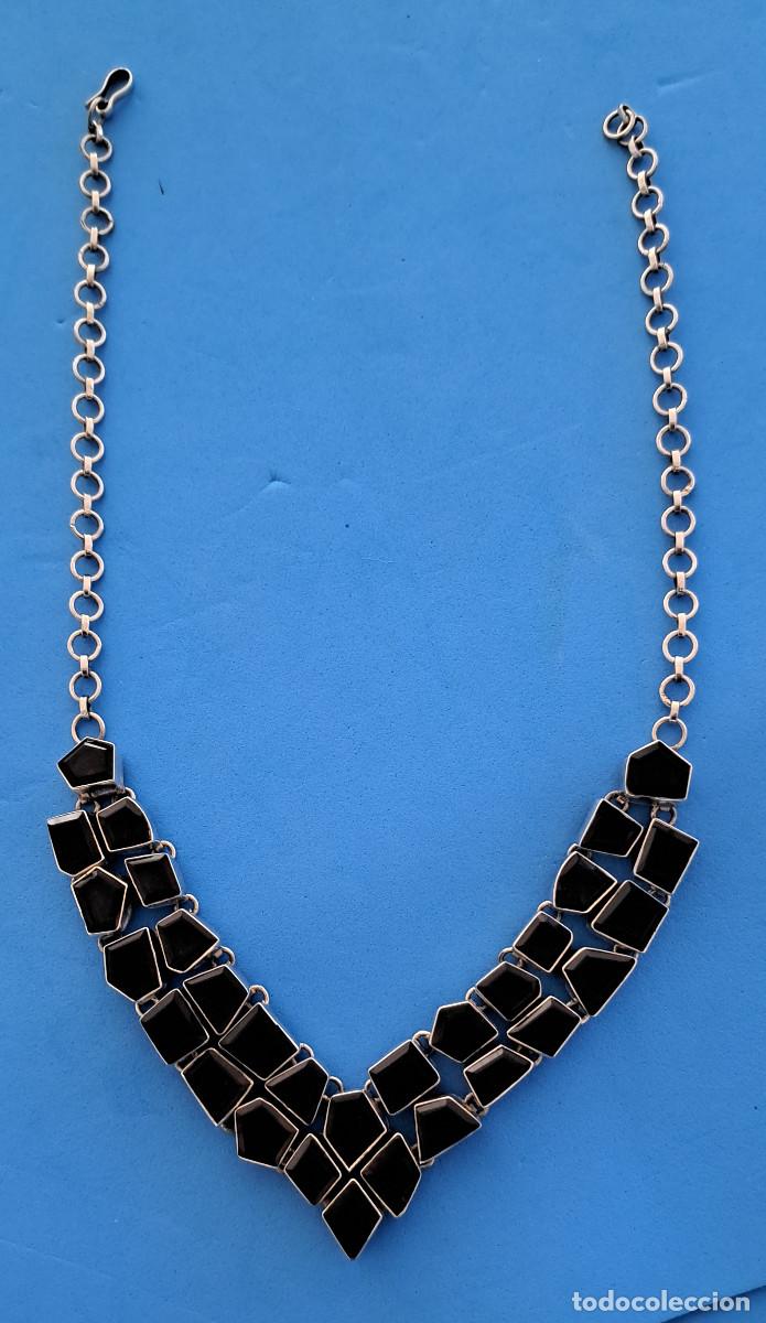 Joyeria: COLLAR VINTAGE PLATA DE LEY 925 CON PIEDRAS NATURALES FACETADAS - CUARZO AHUMADO ref. DC