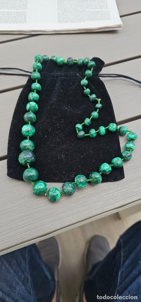 Joyeria: Precioso y grande collar cuentas de malaquita