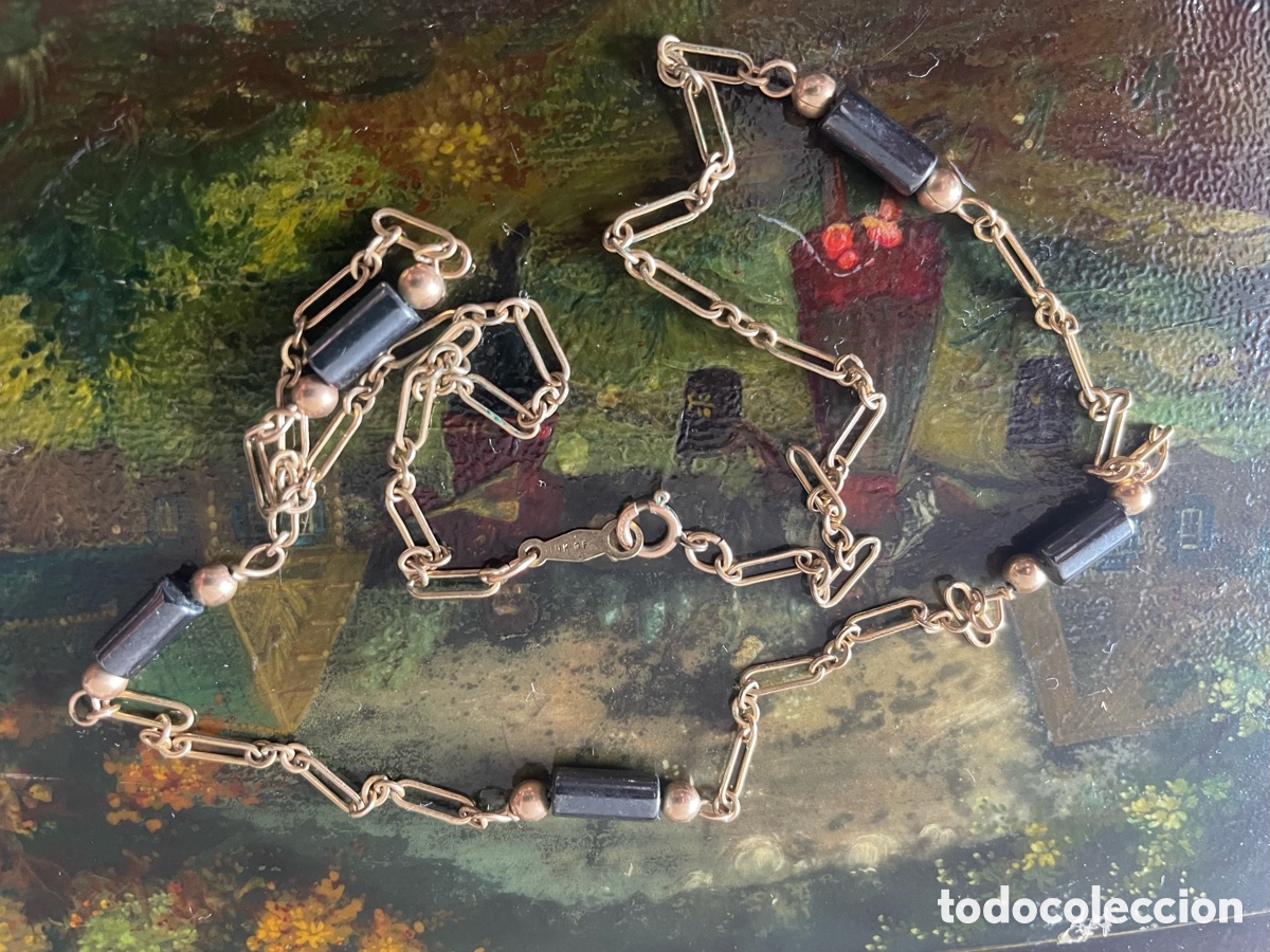 Joyeria: cadena chapada vintage con hematita 14K GF