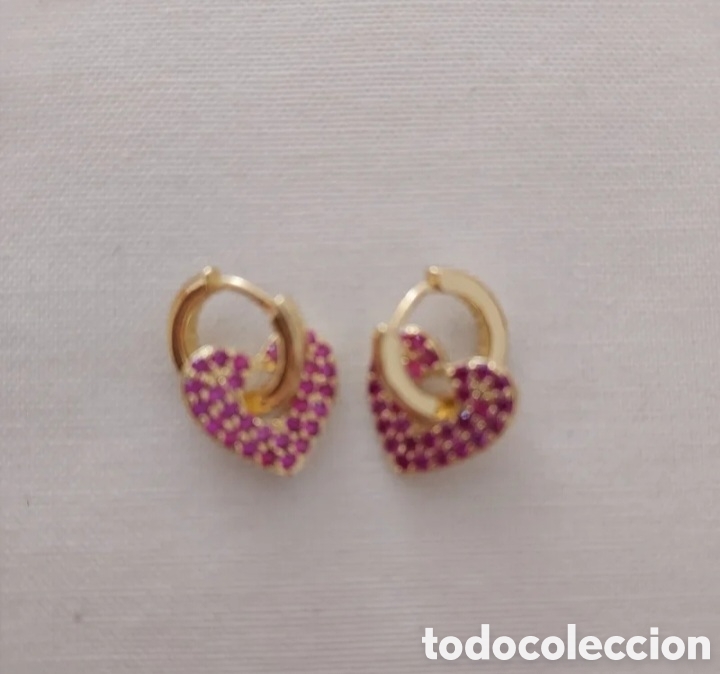 Joyeria: Pendientes coraz&oacute;n de color rosa - Foto 2