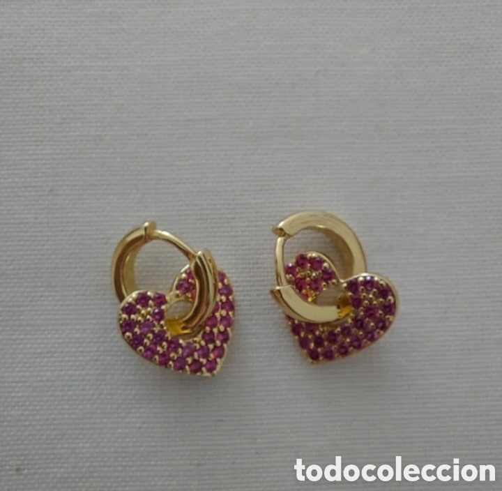 Joyeria: Pendientes coraz&oacute;n de color rosa - Foto 3