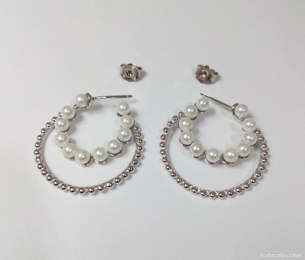 Joyeria: Pendientes de plata de ley con perlas - Medida 2.50 cm. - Foto 1
