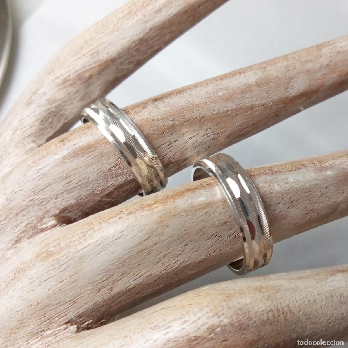 Joyeria: Pareja de anillos - alianzas de plata de ley con acabado en brillo y mate - Tallas 18 y 22