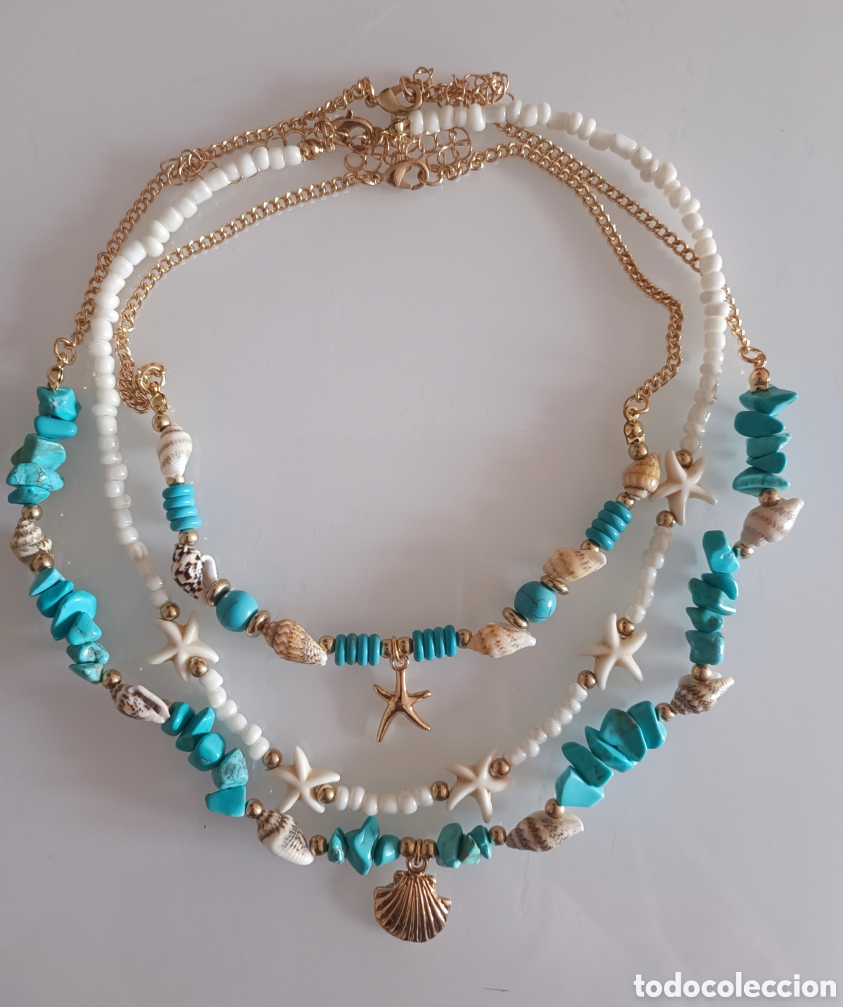 Joyeria: Set de Collares Triples &rdquo;Ocean Breeze&rdquo; &ndash; Estilo Boho con Turquesas y Conchas - Foto 2