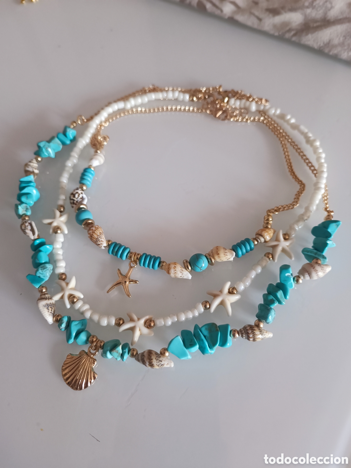 Joyeria: Set de Collares Triples &rdquo;Ocean Breeze&rdquo; &ndash; Estilo Boho con Turquesas y Conchas - Foto 3