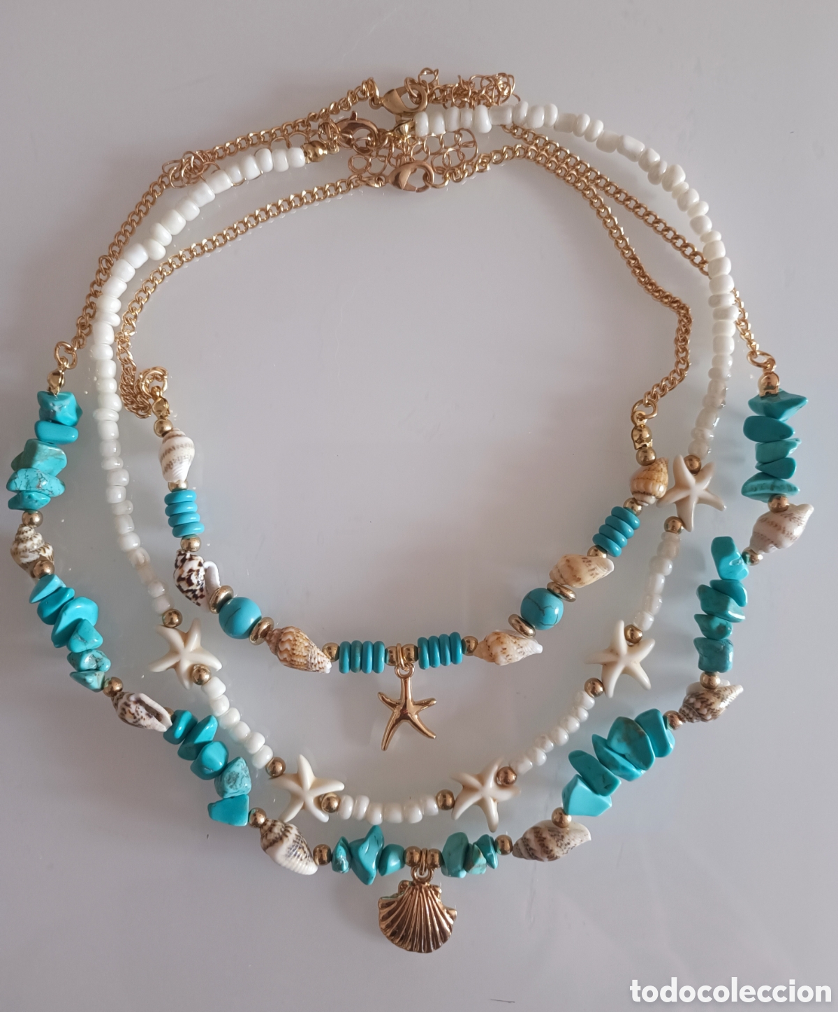 Joyeria: Set de Collares Triples &rdquo;Ocean Breeze&rdquo; &ndash; Estilo Boho con Turquesas y Conchas - Foto 4