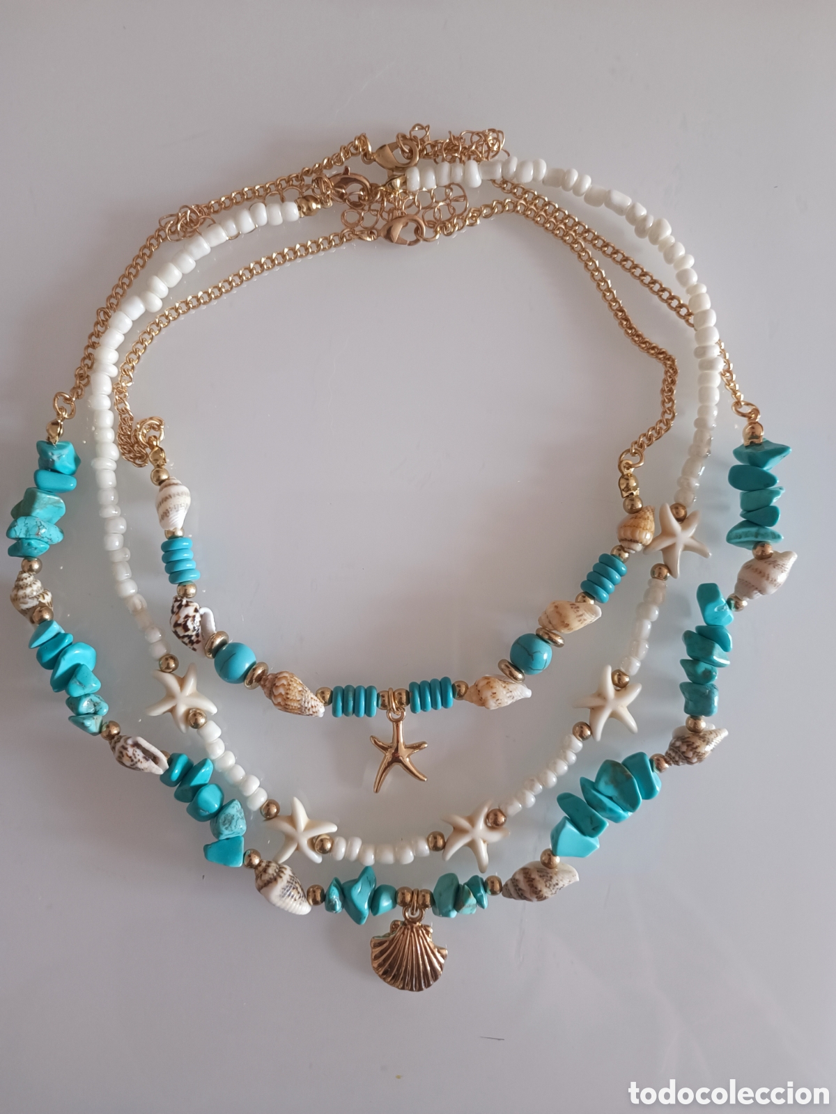 Joyeria: Set de Collares Triples &rdquo;Ocean Breeze&rdquo; &ndash; Estilo Boho con Turquesas y Conchas - Foto 5