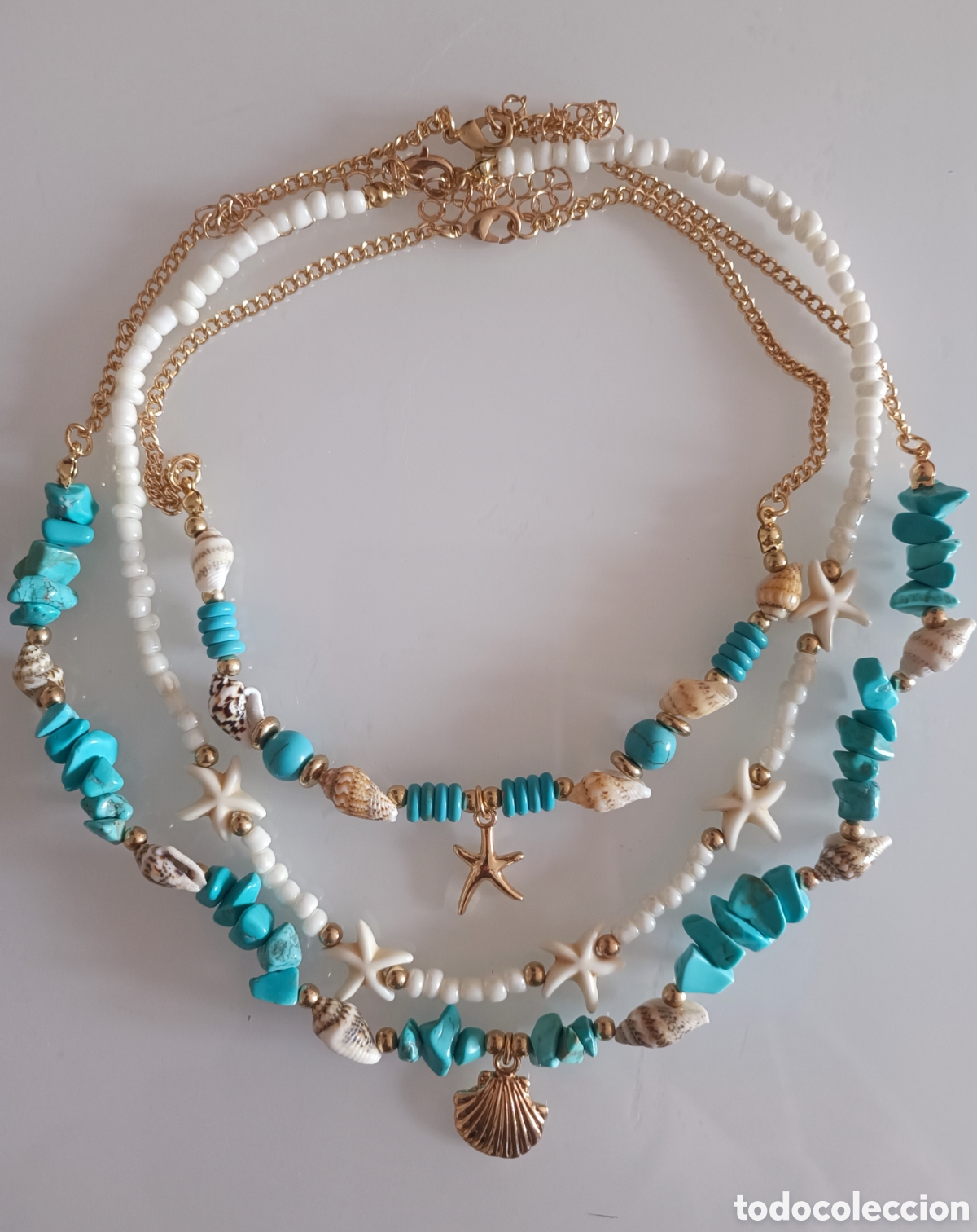 Joyeria: Set de Collares Triples &rdquo;Ocean Breeze&rdquo; &ndash; Estilo Boho con Turquesas y Conchas - Foto 6
