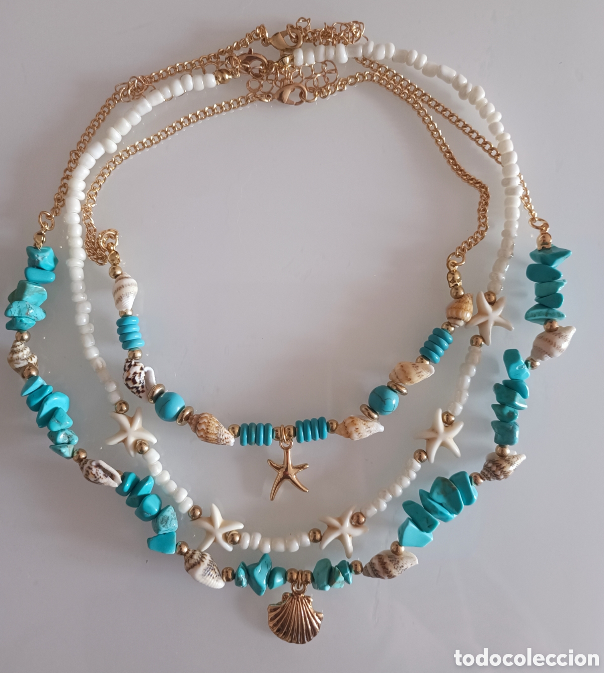Joyeria: Set de Collares Triples &rdquo;Ocean Breeze&rdquo; &ndash; Estilo Boho con Turquesas y Conchas - Foto 7