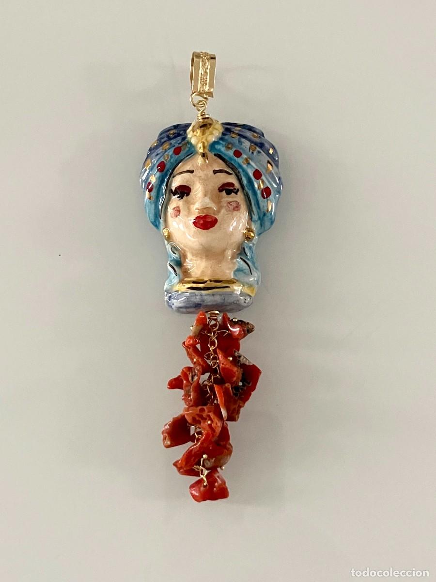 Joyeria: Colgante Moro Pintado A Mano Estilo Vintage Coral