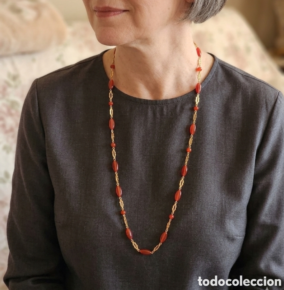 Joyeria: Vintage de Oro 12k y Cornalina Natural (80 cm)