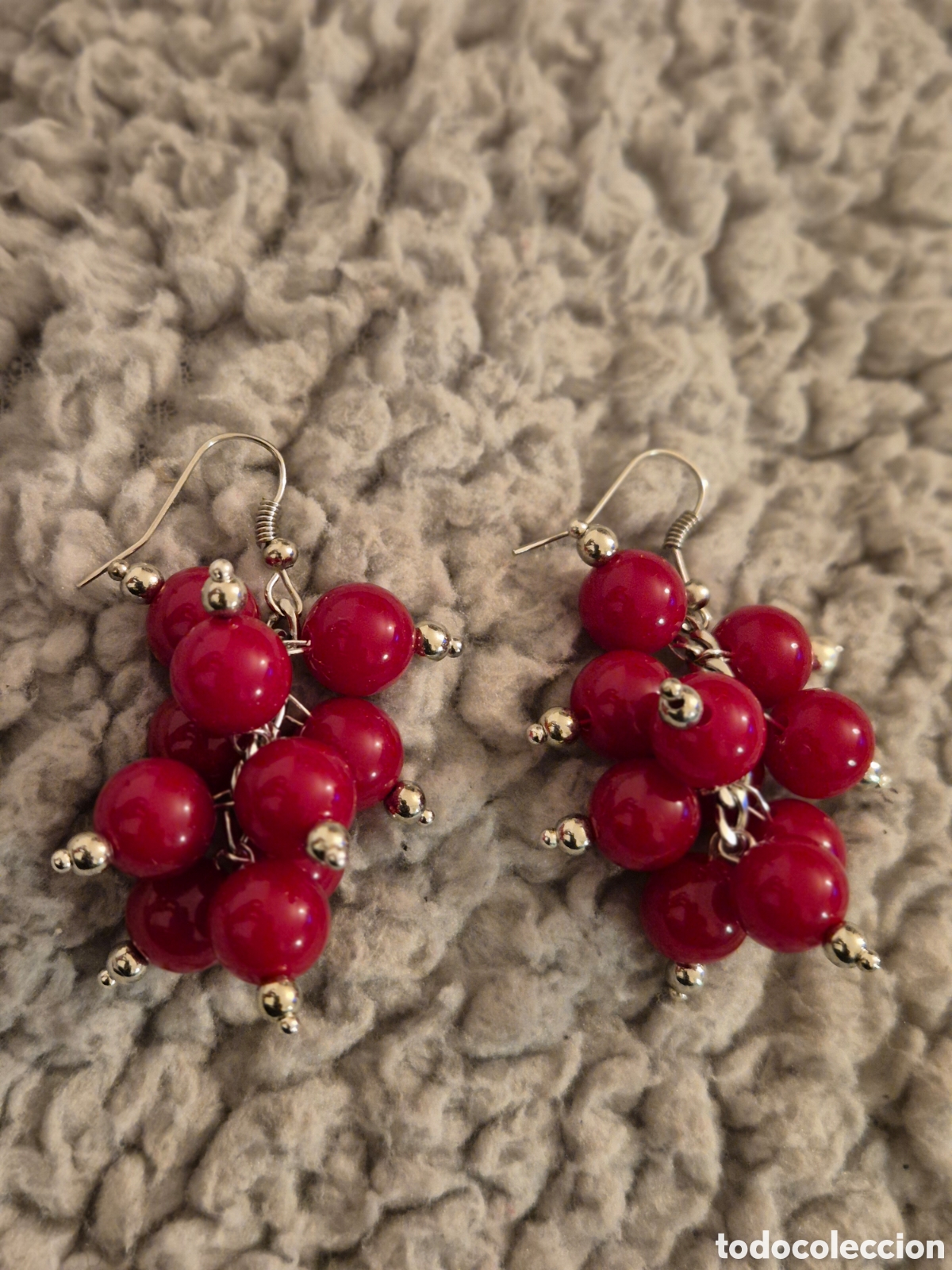 Joyeria: Pendientes artesanos racimo rojo - Foto 4