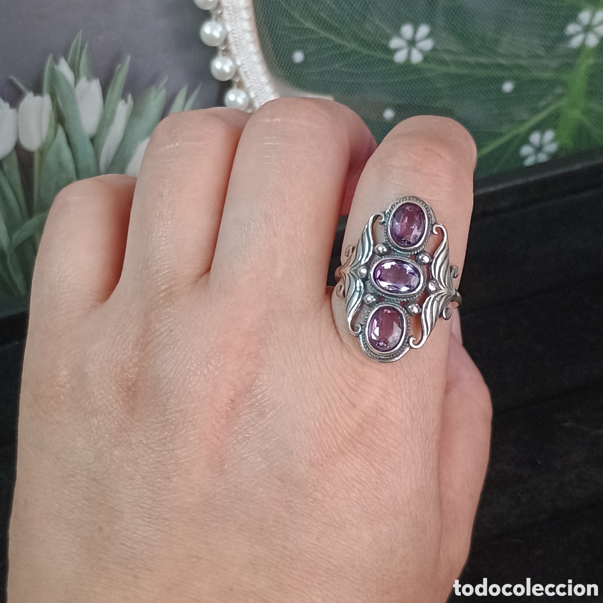 Joyeria: Anillo de plata vintage con Amatista - Foto 6