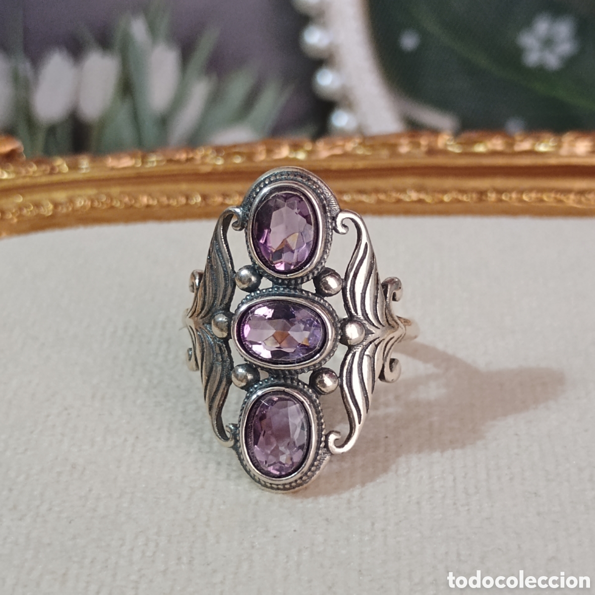 Joyeria: Anillo de plata vintage con Amatista