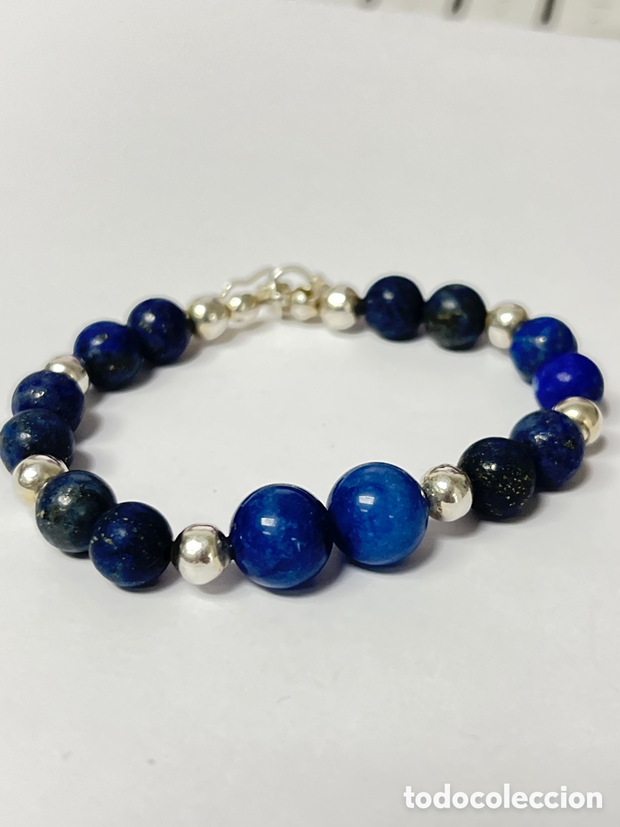 Joyeria: Pulsera de plata y lapisl&aacute;zuli /Pul307 - Foto 3