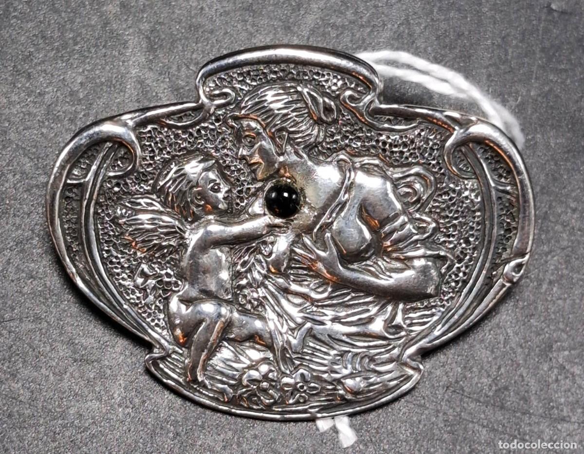 Joyeria: + COLGANTE ARTESANAL EN PLATA 925 AL ESTILO MODERNISTA CON MUJER Y QUERUBIN