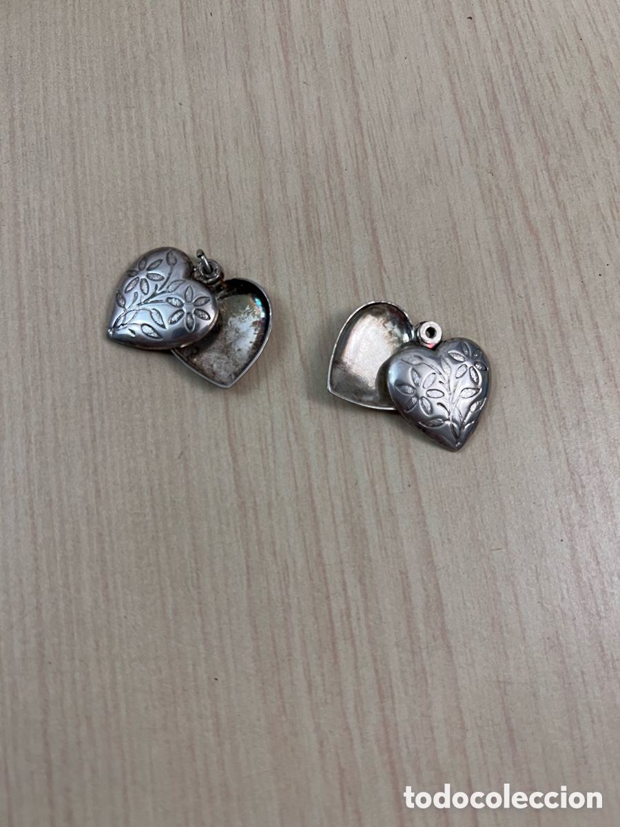 Joyeria: ✅ PAREJA MEDALL&Oacute;N CORAZ&Oacute;N GRABADO CON FLORES PLATA