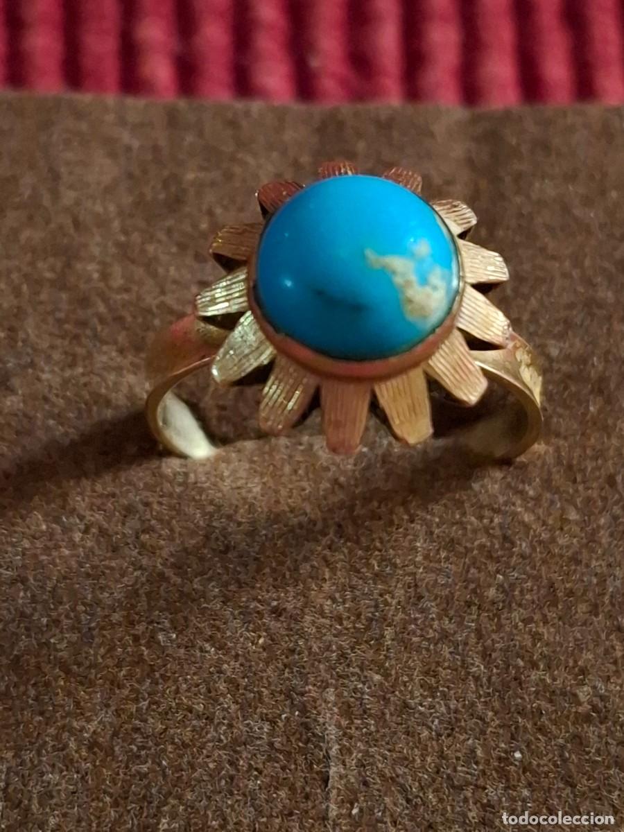 Joyeria: ANTIGUO ANILLO DE ORO DE 18 QUILATES Y TURQUESA - Foto 1