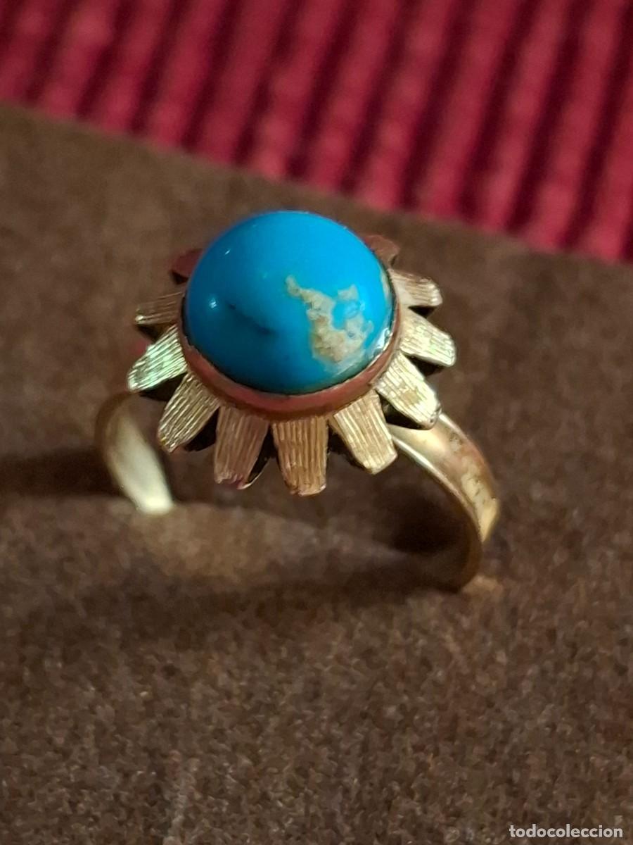 Joyeria: ANTIGUO ANILLO DE ORO DE 18 QUILATES Y TURQUESA - Foto 4