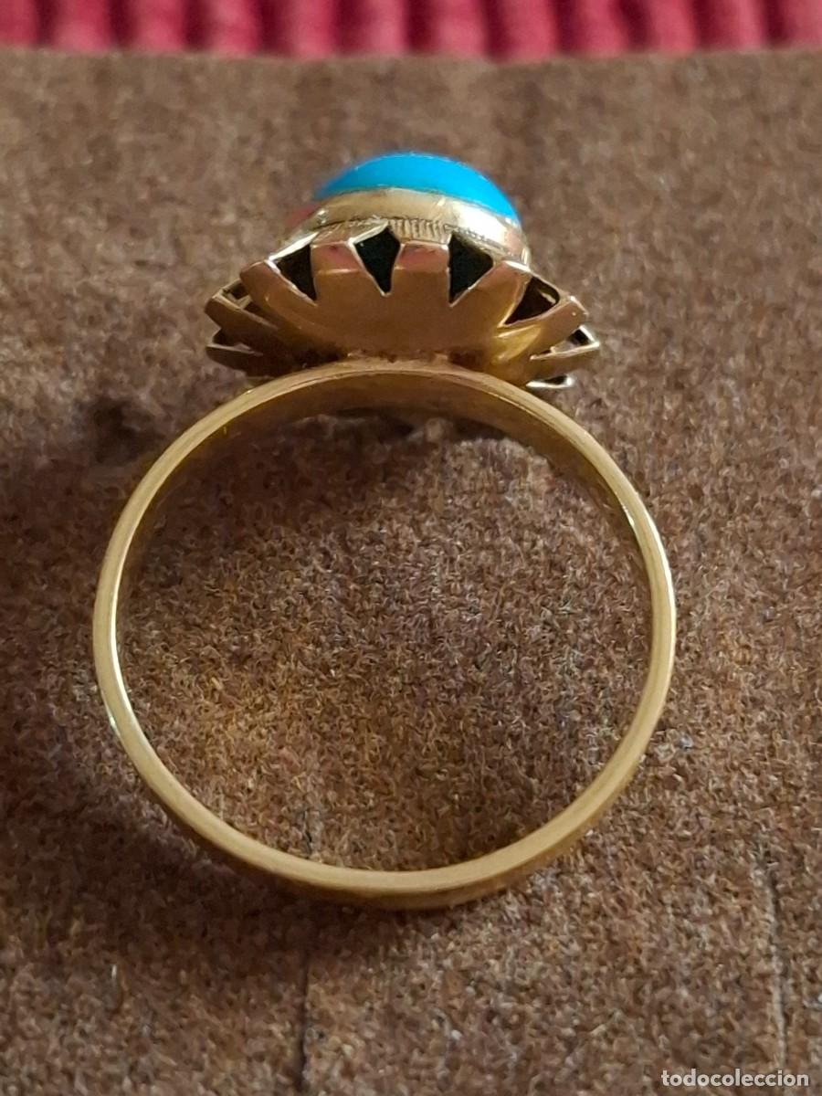 Joyeria: ANTIGUO ANILLO DE ORO DE 18 QUILATES Y TURQUESA - Foto 5