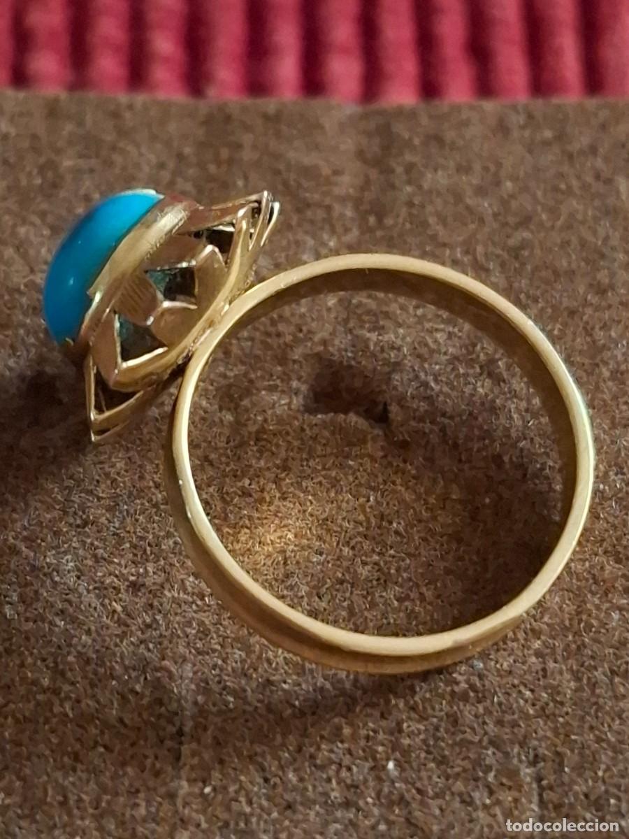 Joyeria: ANTIGUO ANILLO DE ORO DE 18 QUILATES Y TURQUESA - Foto 6