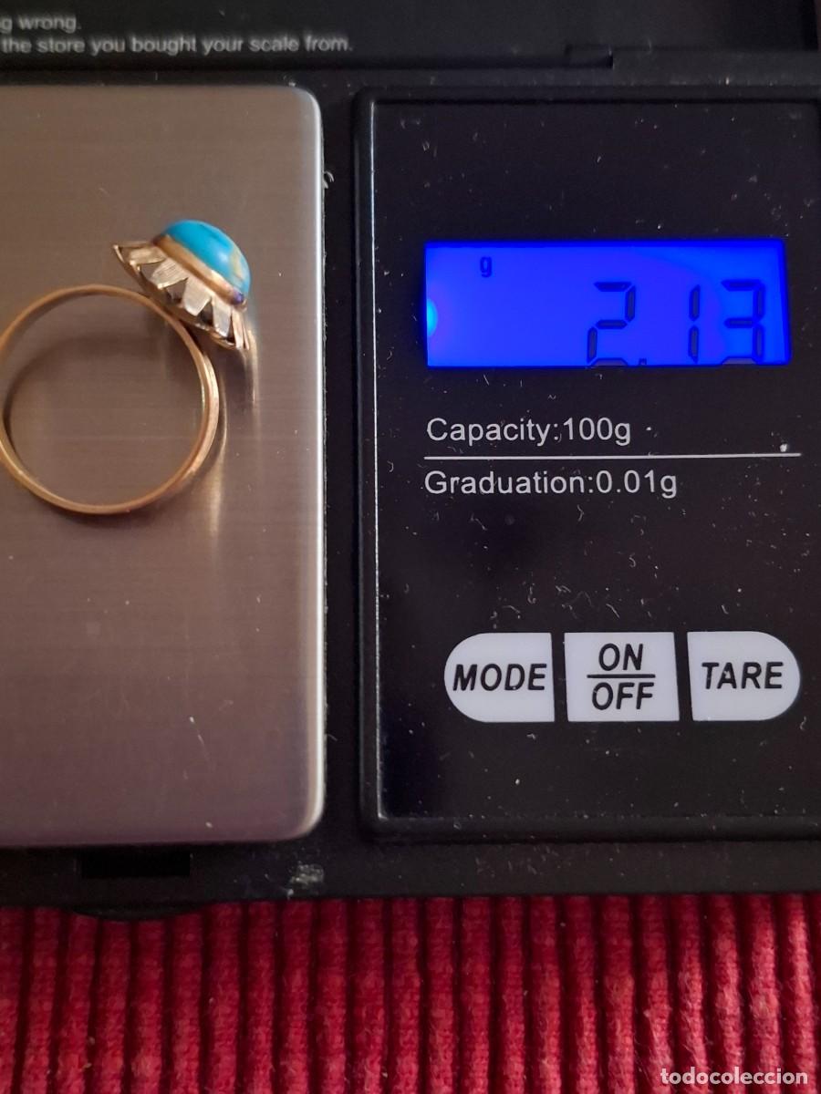 Joyeria: ANTIGUO ANILLO DE ORO DE 18 QUILATES Y TURQUESA - Foto 7