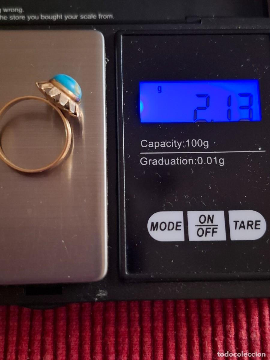 Joyeria: ANTIGUO ANILLO DE ORO DE 18 QUILATES Y TURQUESA - Foto 8
