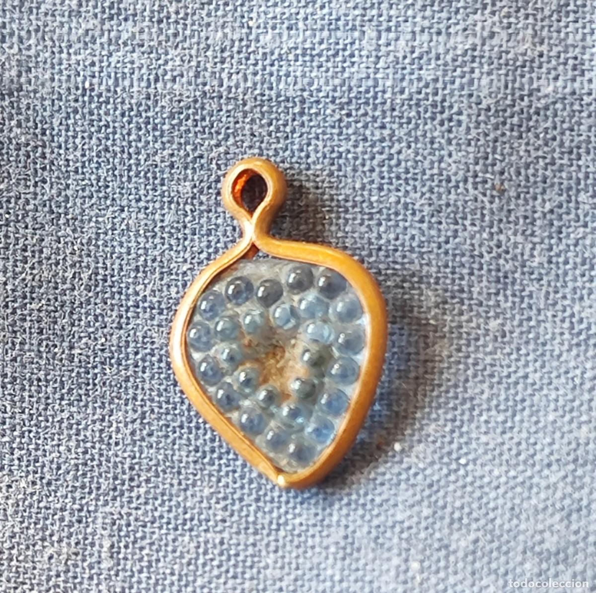Joyeria: ANTIGUEDADES COLGANTE DE CORAZ&Oacute;N AZUL EN BRONCE