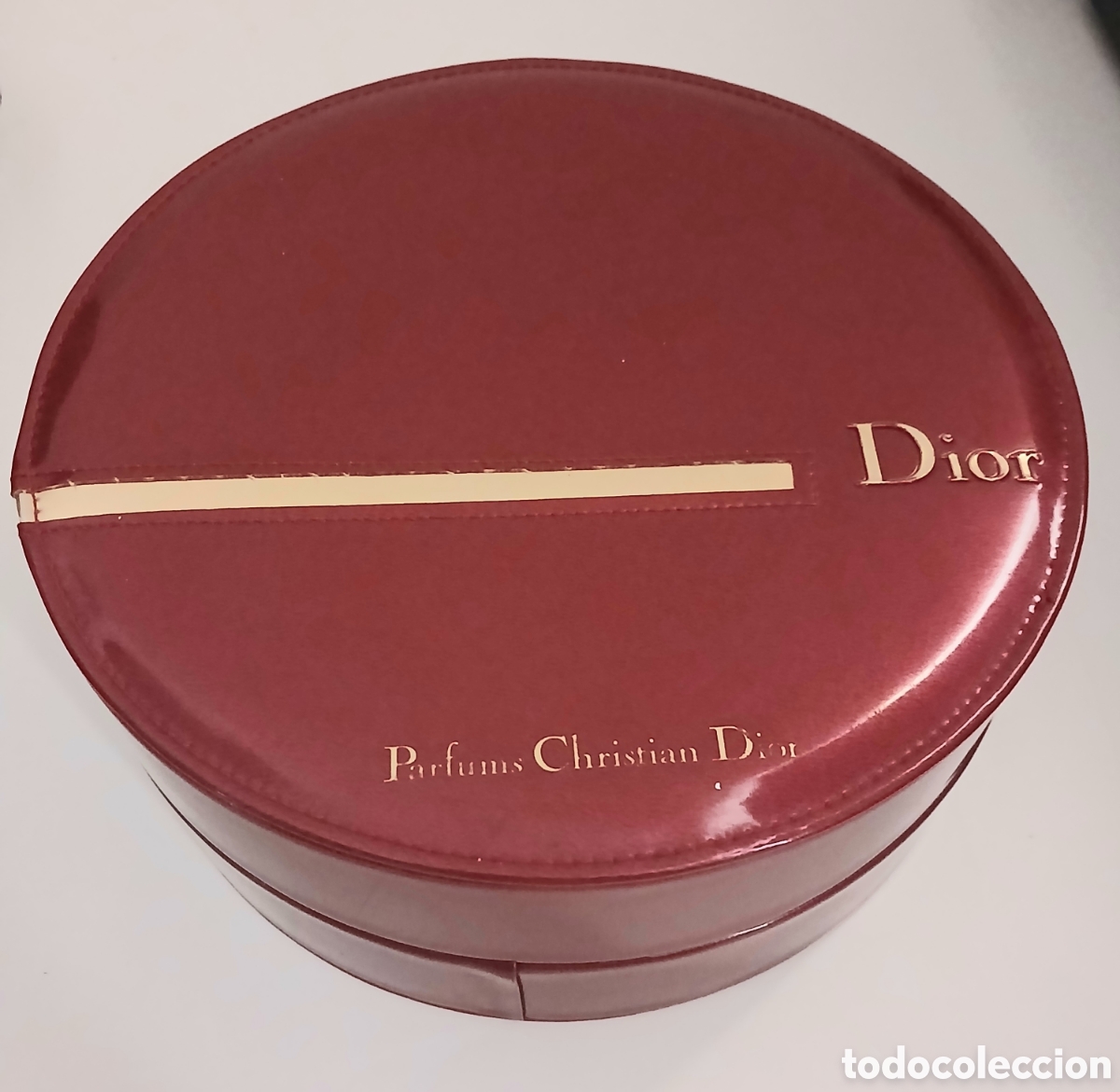 Joyeria: Elegante Joyero / Estuche Circular Vintage - Parfums Christian Dior - Rojo y Dorado