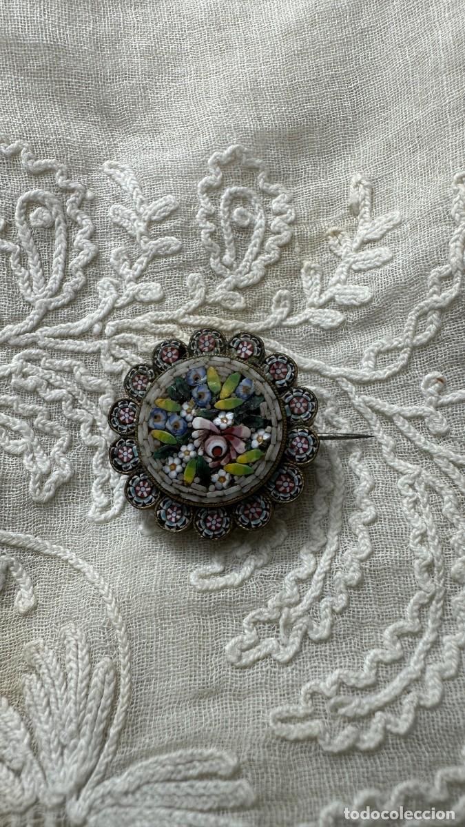 Joyeria: Antiguo broche de micro mosaico - Foto 1