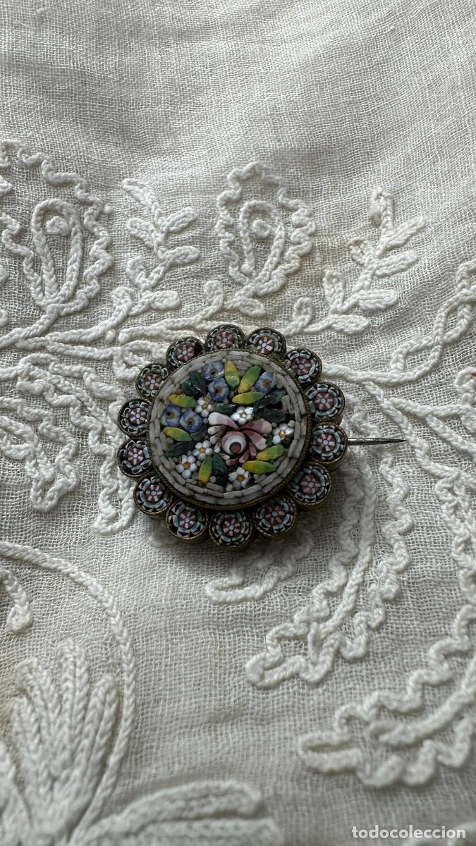 Joyeria: Antiguo broche de micro mosaico - Foto 2