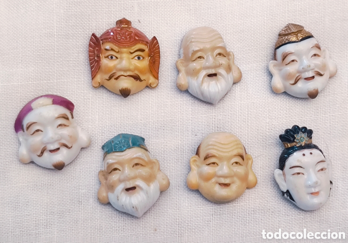 Joyeria: Vendo 7 antiguos botones dioses chinos TOSHIKANE USADOS.Antiguedad de m&aacute;s de 50 a&ntilde;os