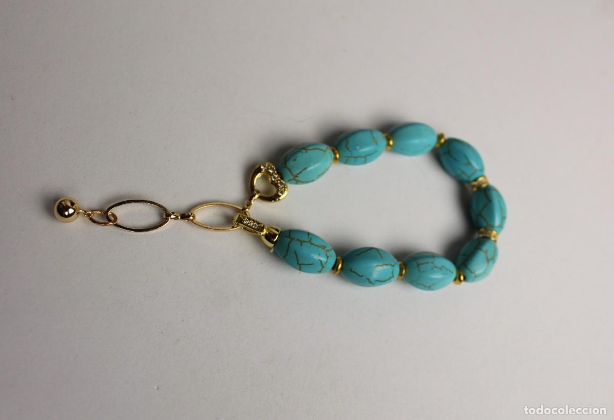 Joyeria: pulsera de turquesa azul. pulsera de de howlita .