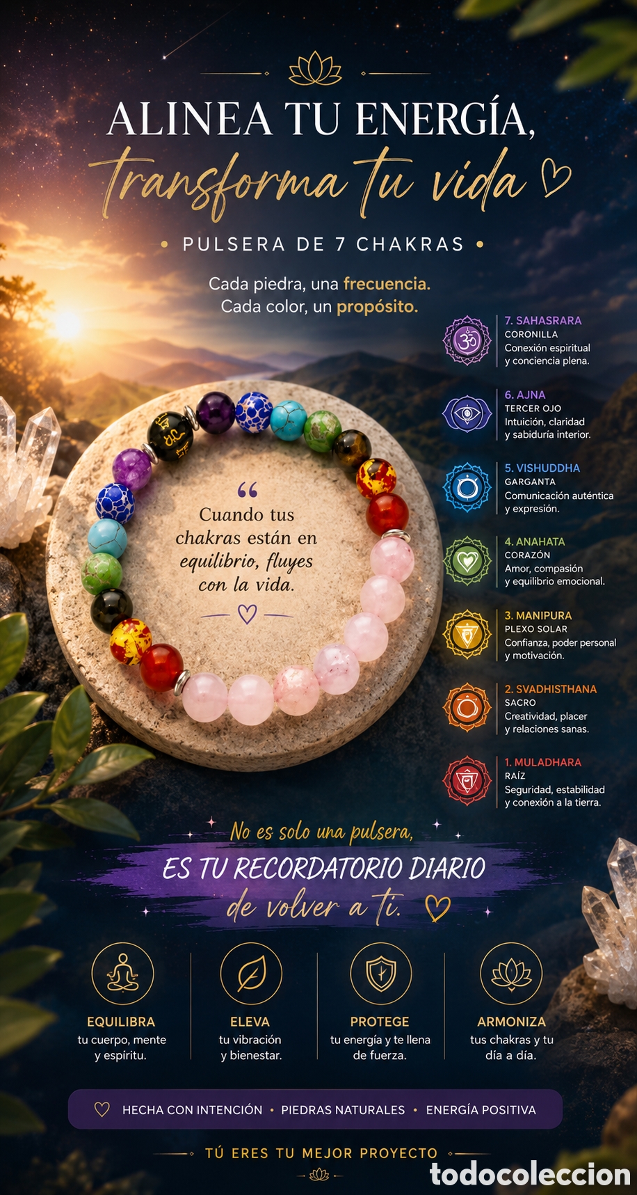 Schmuck: Pulsera chakras piedra natural