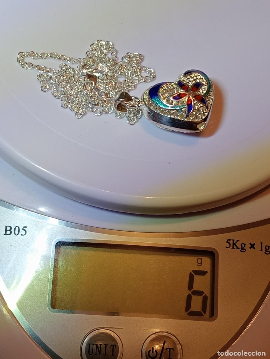 Joyeria: COLLAR CON CORAZ&Oacute;N DE PLATA MACIZA Y ESMALTE CLOISONNE (SIN USAR) - Foto 9